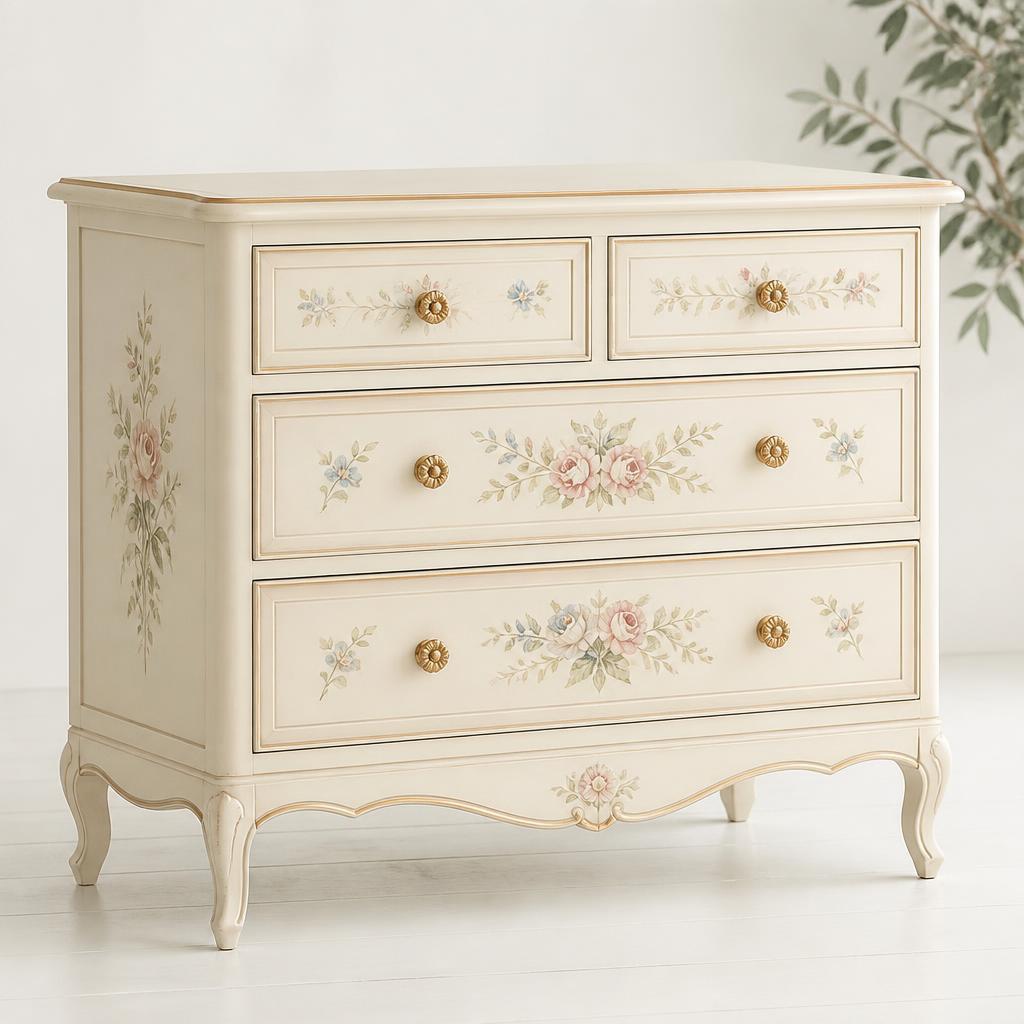 Colorful vintage dresser after restoration