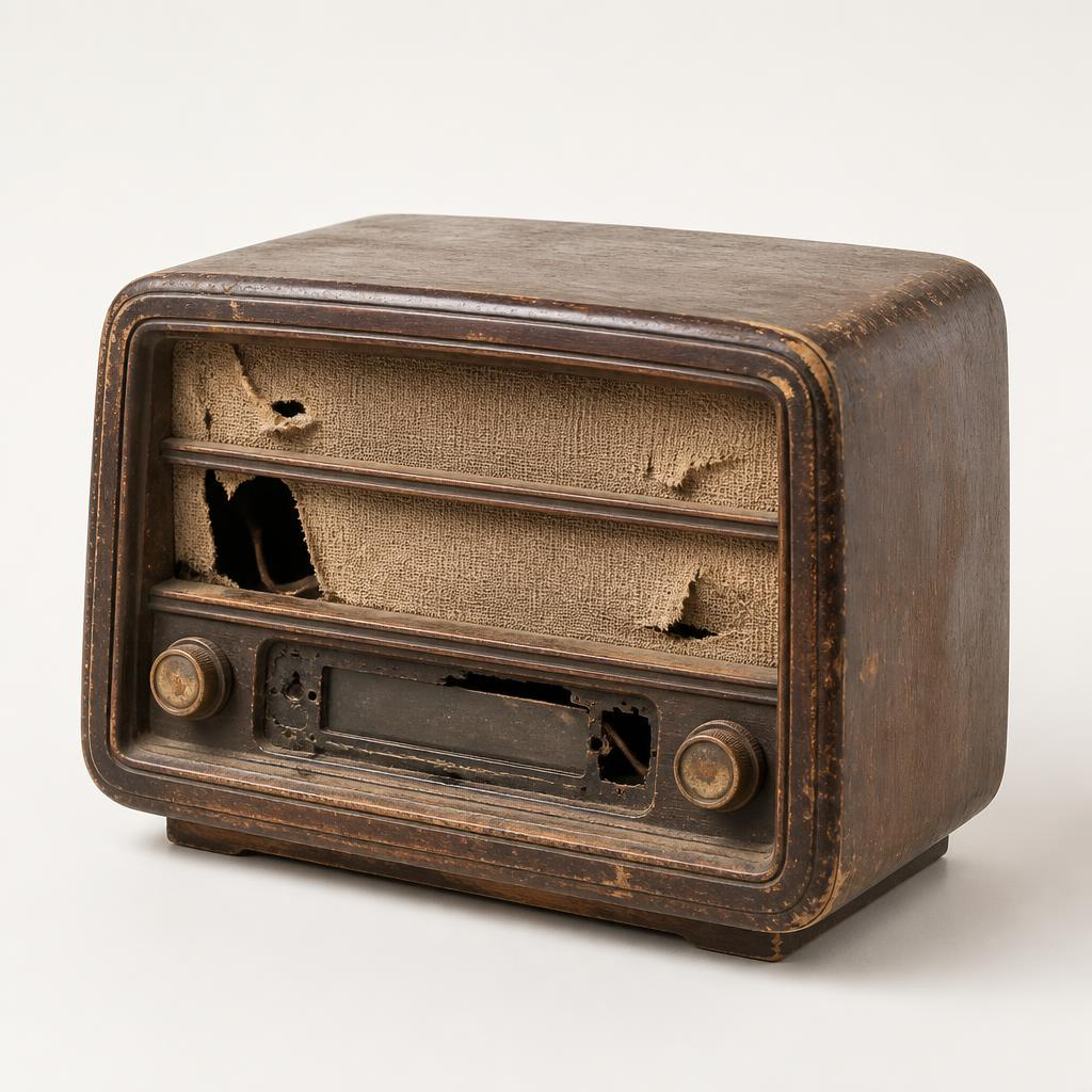 Vintage radio before restoration