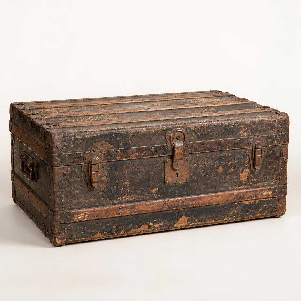 Wooden trunk before restoration